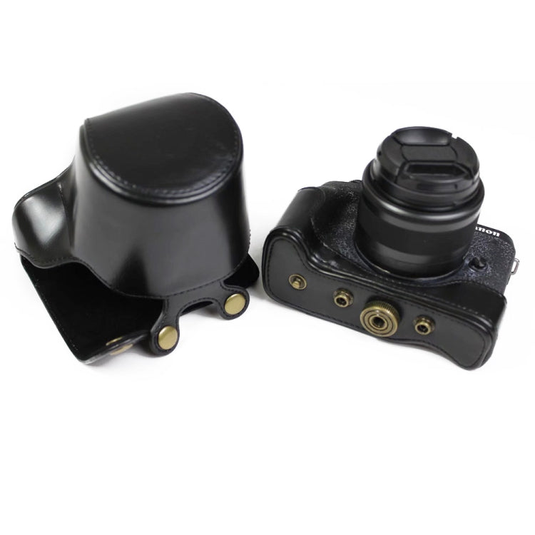 Full Body Camera PU Leather Case Bag with Strap for Canon EOS M6 Mark II (15-55mm Lens)