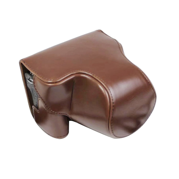 Full Body Camera PU Leather Case Bag with Strap for Canon EOS M6 Mark II (15-55mm Lens)