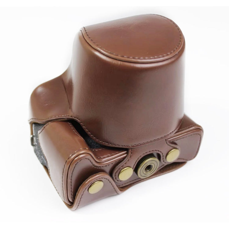 Full Body Camera PU Leather Case Bag with Strap for Canon EOS M6 Mark II (15-55mm Lens)