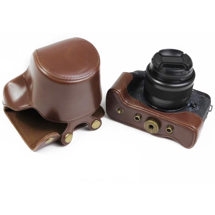 Full Body Camera PU Leather Case Bag with Strap for Canon EOS M6 Mark II (15-55mm Lens)