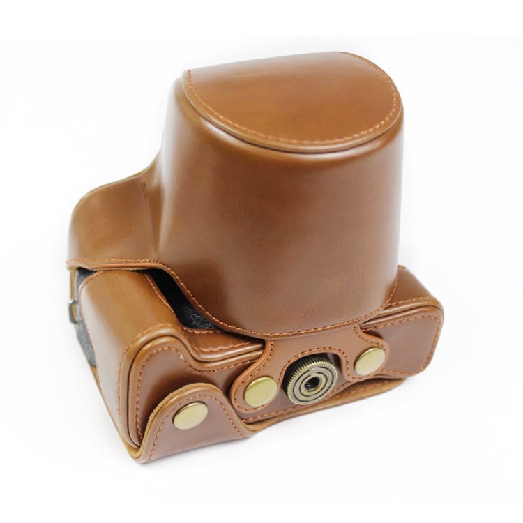 Full Body Camera PU Leather Case Bag with Strap for Canon EOS M6 Mark II (15-55mm Lens)