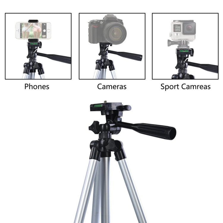 130cm 4-Section Folding Aluminum Alloy Tripod Mount with Three-Dimensional Head