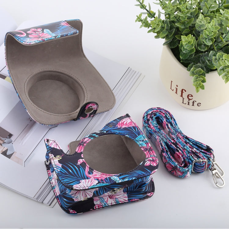 Flamingo Pattern Full Body Camera PU Leather Case Bag with Strap for FUJIFILM instax mini 9 / mini 8+ / mini 8