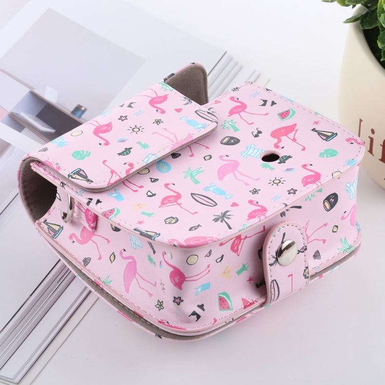 Watermelon Flamingo Pattern Full Body Camera PU Leather Case Bag with Strap for FUJIFILM instax mini 9 / mini 8+ / mini 8