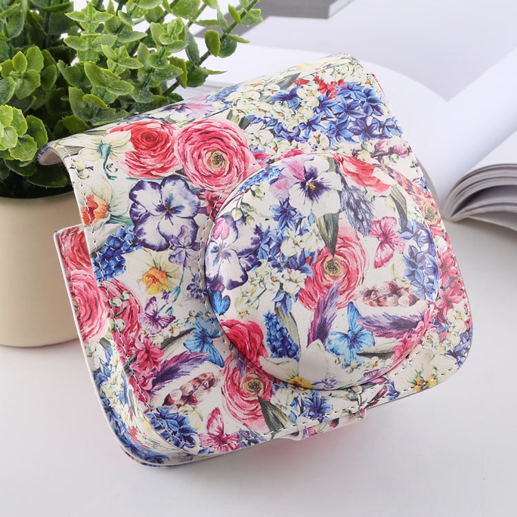 Rose Pattern Full Body Camera PU Leather Case Bag with Strap for FUJIFILM instax mini 9 / mini 8+ / mini 8