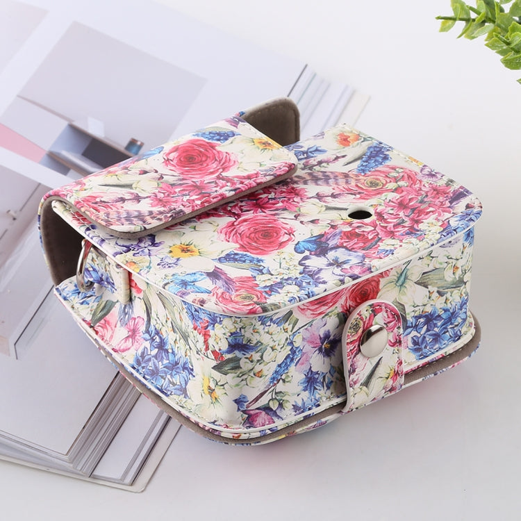 Rose Pattern Full Body Camera PU Leather Case Bag with Strap for FUJIFILM instax mini 9 / mini 8+ / mini 8