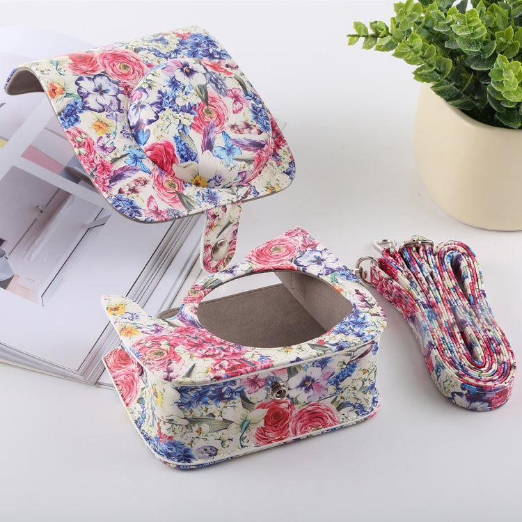 Rose Pattern Full Body Camera PU Leather Case Bag with Strap for FUJIFILM instax mini 9 / mini 8+ / mini 8