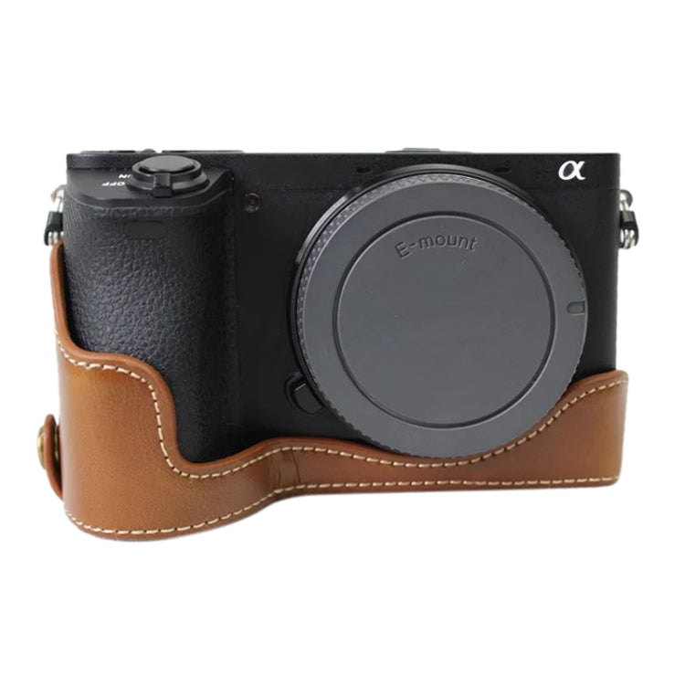 1/4 inch Thread PU Leather Camera Half Case Base for Sony ILCE-A6500 / A6500