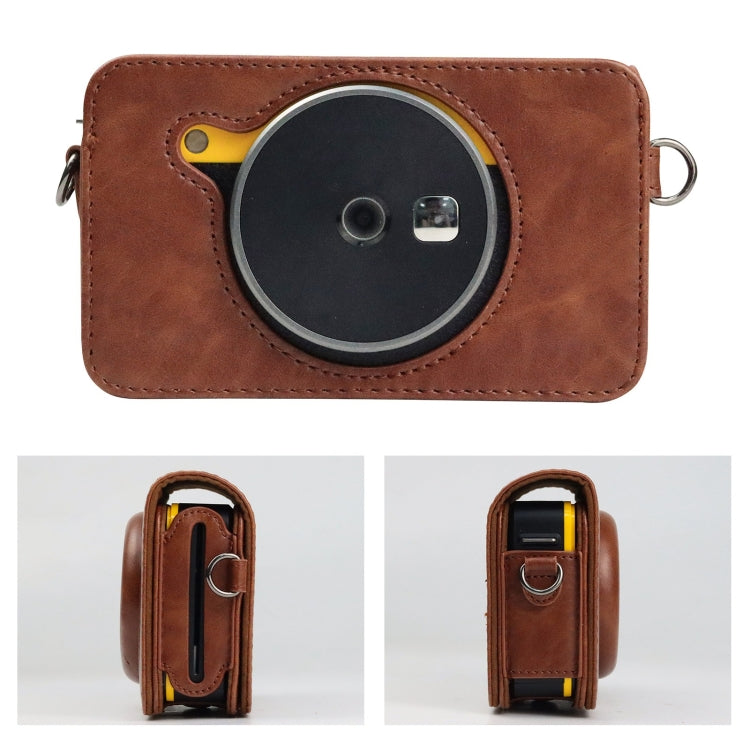 For Kodak Mini Shot2 Retro / C210R instax Full Body Camera PU Leather Case Bag with Strap (Brown)