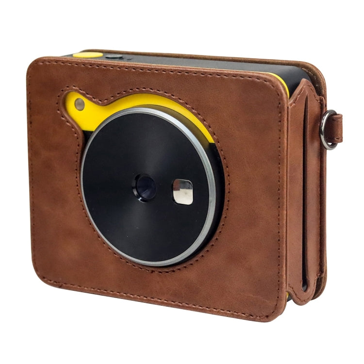 For Kodak Mini Shot 3 Square Retro / C300R instax Full Body Camera PU Leather Case Bag with Strap(Brown)