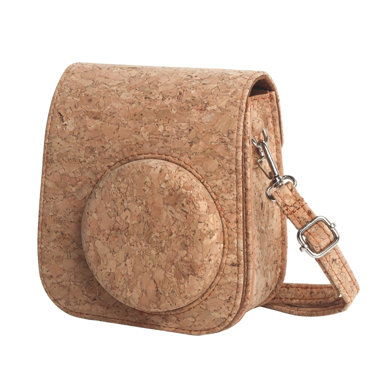 For FUJIFILM instax mini 11 Full Body Camera Cork Leather Case Bag with Strap (Brown)