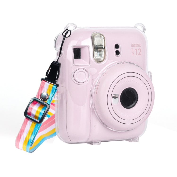 For FUJIFILM Instax mini 12 Crystal Hard Case Camera Bag with Shoulder Strap (Transparent)