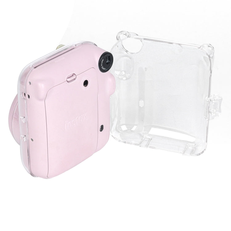 For FUJIFILM Instax mini 12 Crystal Hard Case Camera Bag with Shoulder Strap (Transparent)