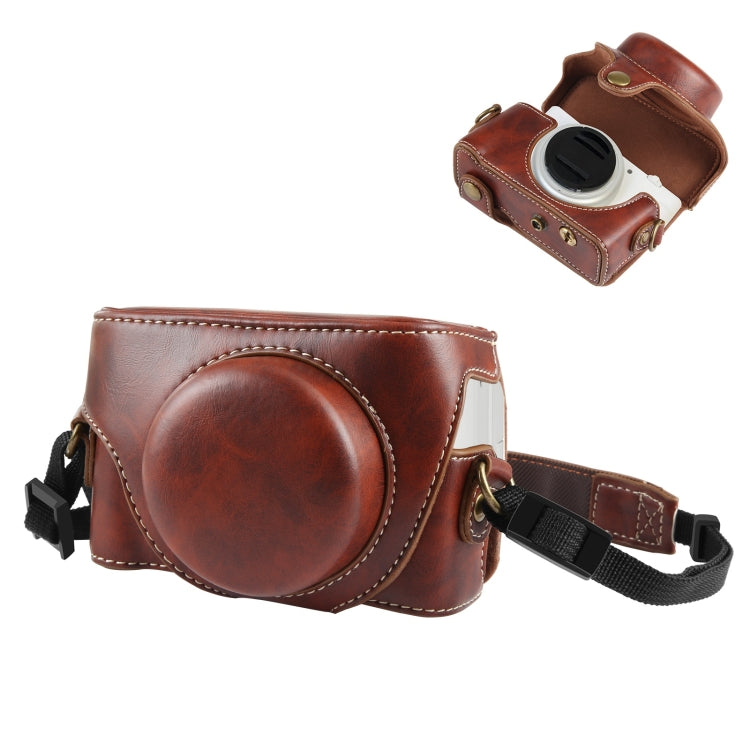 For Sony ZV-1F Vlog Camera Full Body Leather Camera Case Bag with Strap