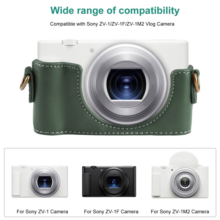 For Sony ZV-1F Vlog Camera Full Body Leather Camera Case Bag with Strap