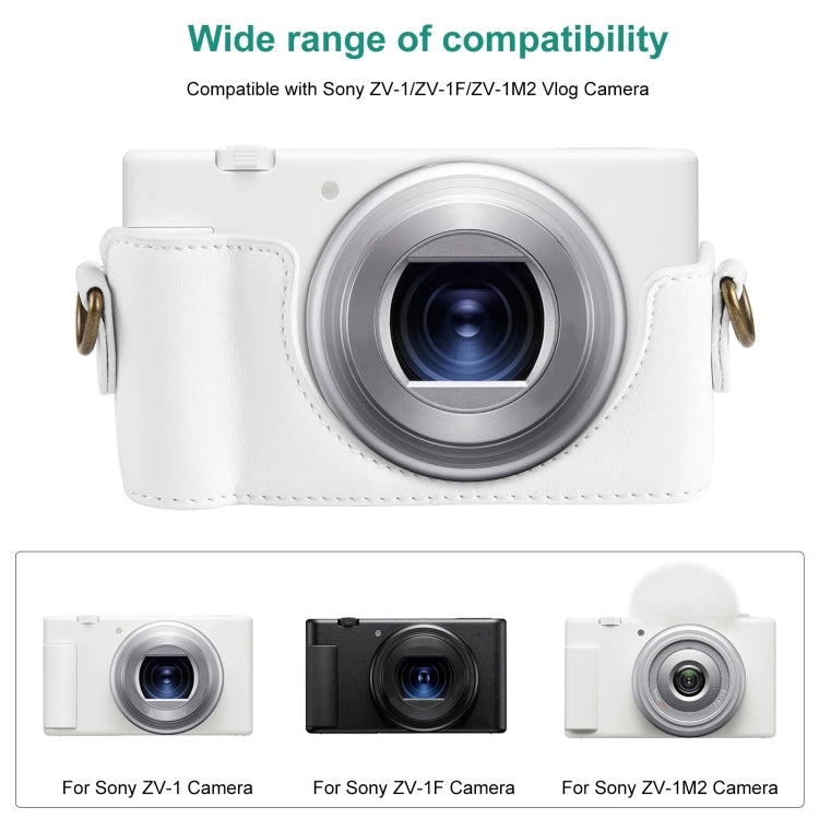 For Sony ZV-1F Vlog Camera Full Body Leather Camera Case Bag with Strap