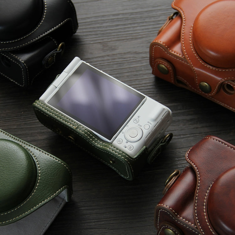 For Sony ZV-1F Vlog Camera Full Body Leather Camera Case Bag with Strap