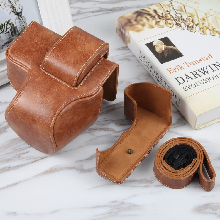 For Canon EOS R10 Camera Full Body Magnetic Leather Camera Case Bag with Strap