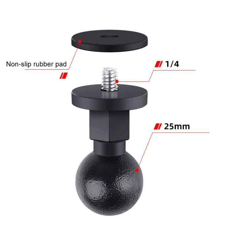 25mm 1/4 inch Screw ABS Ball Head Adapter Mount(Black)