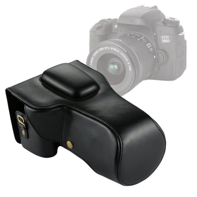 Full Body Camera PU Leather Case Bag for Canon EOS 760D / 750D (18-135mm Lens)
