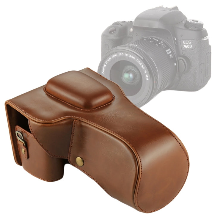 Full Body Camera PU Leather Case Bag for Canon EOS 760D / 750D (18-135mm Lens)