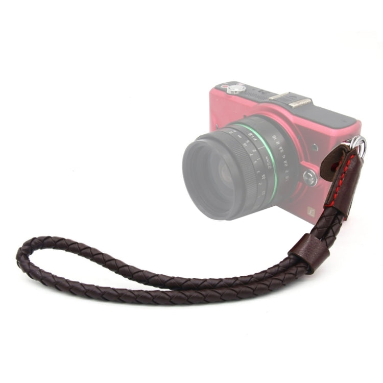 Weave Style Wrist Strap Grip PU Leather Hand Strap for DSLR / SLR Cameras (Coffee)