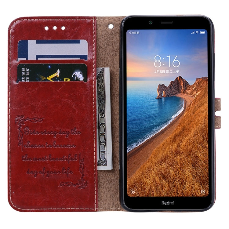 Business Style Oil Wax Texture Horizontal Flip Leather Case for Xiaomi Redmi 7A, with Holder & Card Slots & Wallet