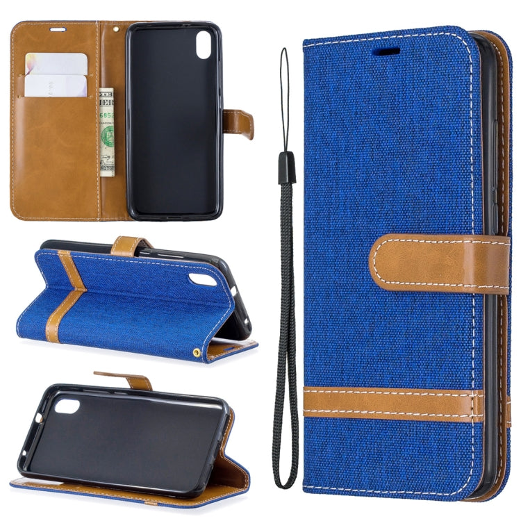 Color Matching Denim Texture Horizontal Flip Leather Case with Holder & Card Slots & Wallet & Lanyard for Xiaomi Redmi 7A