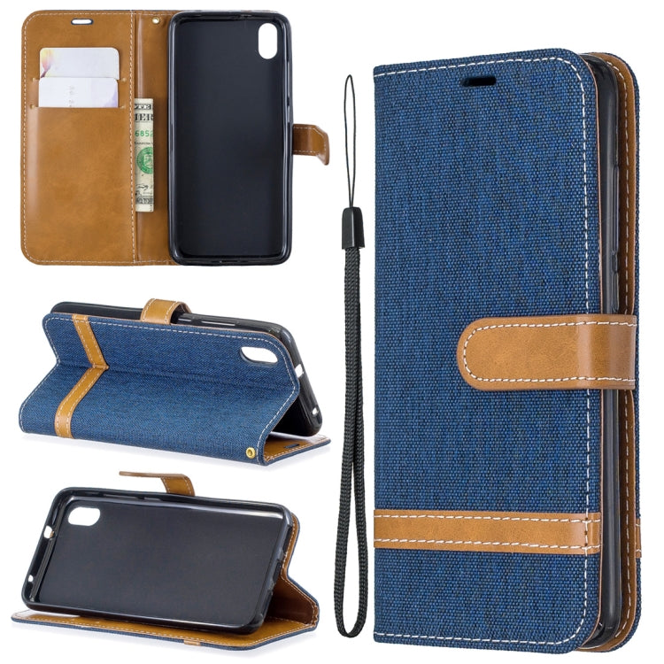 Color Matching Denim Texture Horizontal Flip Leather Case with Holder & Card Slots & Wallet & Lanyard for Xiaomi Redmi 7A