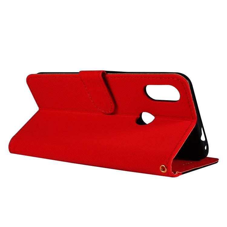 Fabric Stitching Embroidery Horizontal Flip Leather Case With Holder & Card Slots & Wallet for Xiaomi Redmi Note 7