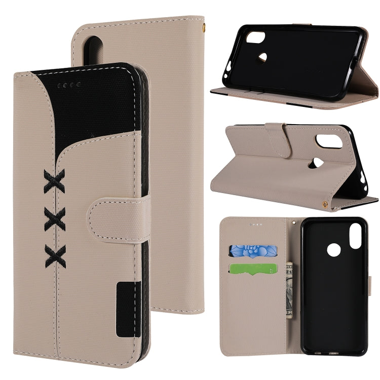 Fabric Stitching Embroidery Horizontal Flip Leather Case With Holder & Card Slots & Wallet for Xiaomi Redmi Note 7