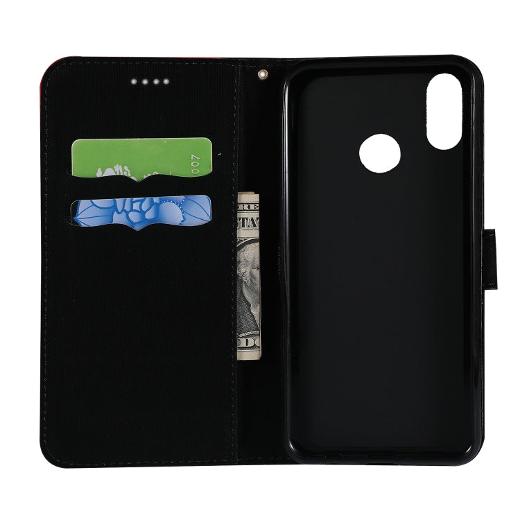 Fabric Stitching Embroidery Horizontal Flip Leather Case With Holder & Card Slots & Wallet for Xiaomi Redmi Note 7