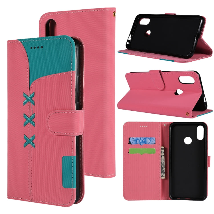 Fabric Stitching Embroidery Horizontal Flip Leather Case With Holder & Card Slots & Wallet for Xiaomi Redmi Note 7