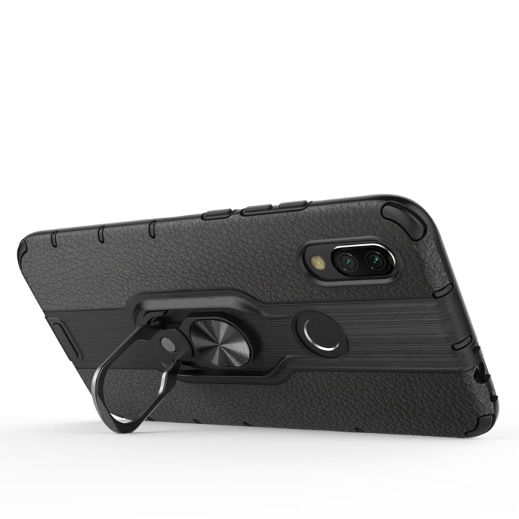 Litchi Texture PC + TPU Combination Case with Magnetic Ring Holder For Xiaomi Redmi 7