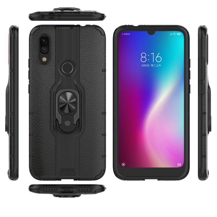 Litchi Texture PC + TPU Combination Case with Magnetic Ring Holder For Xiaomi Redmi 7