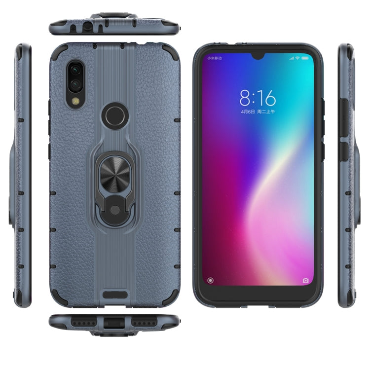 Litchi Texture PC + TPU Combination Case with Magnetic Ring Holder For Xiaomi Redmi 7