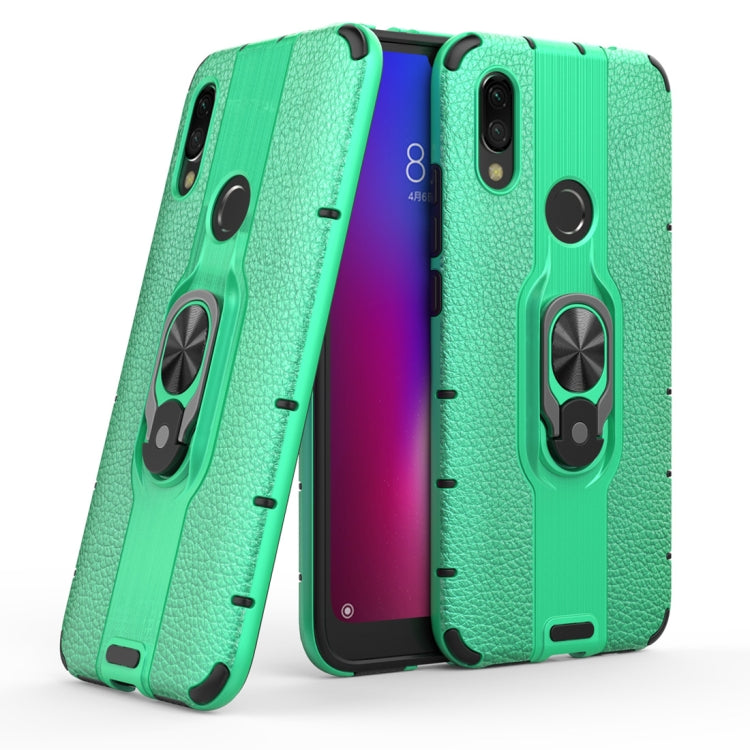 Litchi Texture PC + TPU Combination Case with Magnetic Ring Holder For Xiaomi Redmi 7