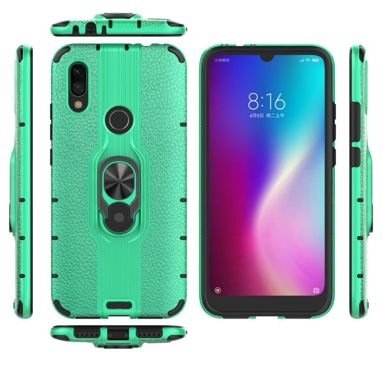 Litchi Texture PC + TPU Combination Case with Magnetic Ring Holder For Xiaomi Redmi 7