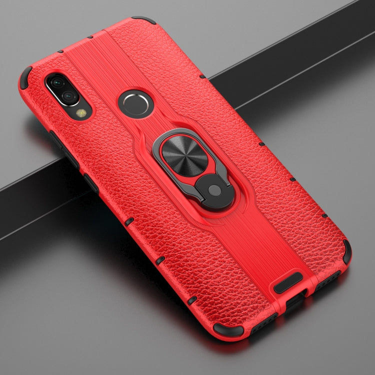 Litchi Texture PC + TPU Combination Case with Magnetic Ring Holder For Xiaomi Redmi 7
