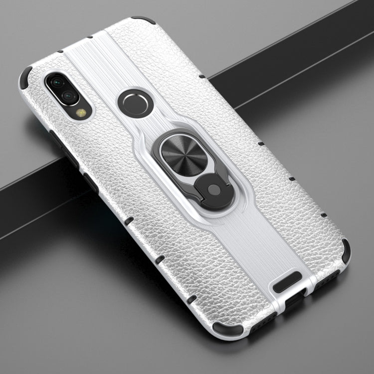 Litchi Texture PC + TPU Combination Case with Magnetic Ring Holder For Xiaomi Redmi 7