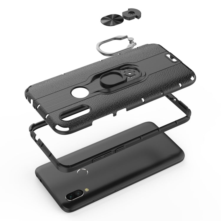 Litchi Texture PC + TPU Combination Case with Magnetic Ring Holder For Xiaomi Redmi 7