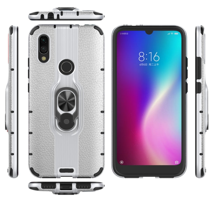 Litchi Texture PC + TPU Combination Case with Magnetic Ring Holder For Xiaomi Redmi 7
