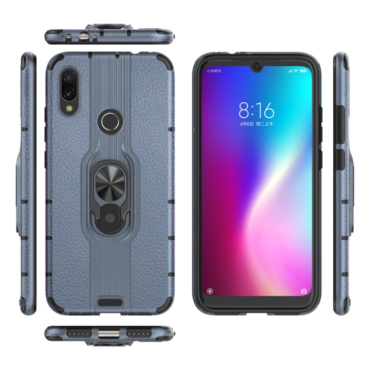 Litchi Texture PC + TPU Combination Case with Magnetic Ring Holder For Xiaomi Redmi Note 7
