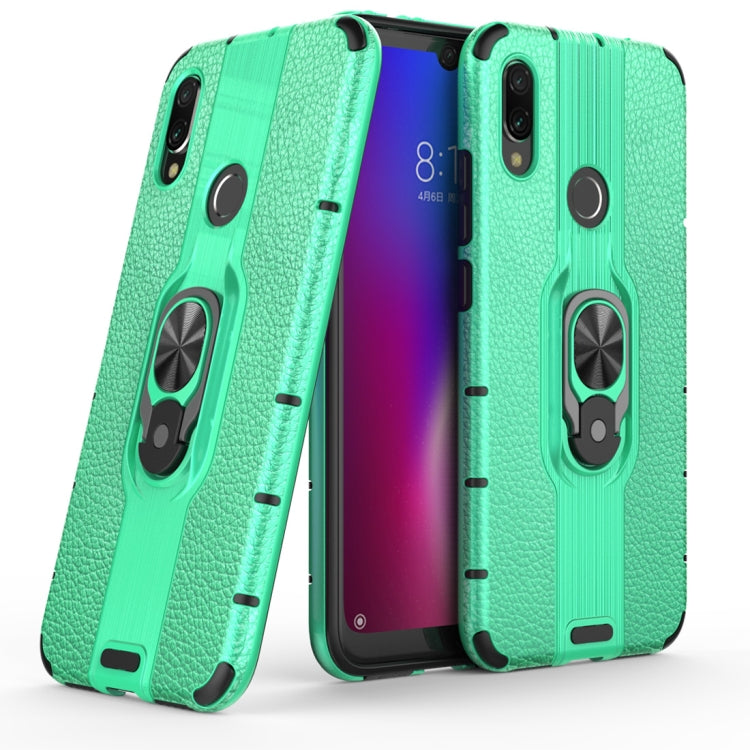 Litchi Texture PC + TPU Combination Case with Magnetic Ring Holder For Xiaomi Redmi Note 7