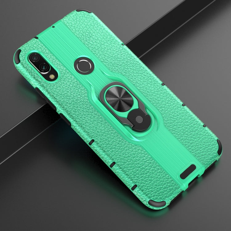 Litchi Texture PC + TPU Combination Case with Magnetic Ring Holder For Xiaomi Redmi Note 7
