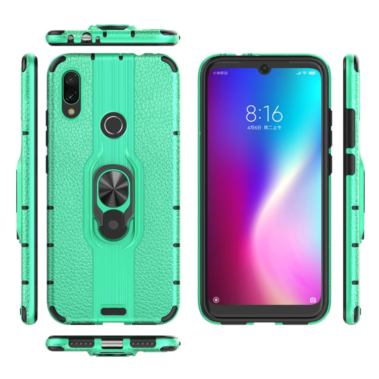 Litchi Texture PC + TPU Combination Case with Magnetic Ring Holder For Xiaomi Redmi Note 7