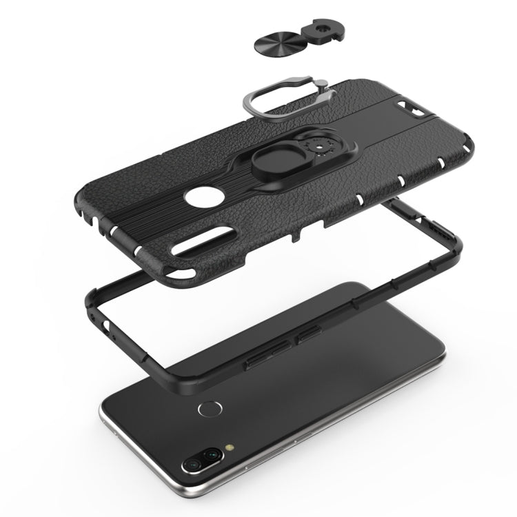 Litchi Texture PC + TPU Combination Case with Magnetic Ring Holder For Xiaomi Redmi Note 7