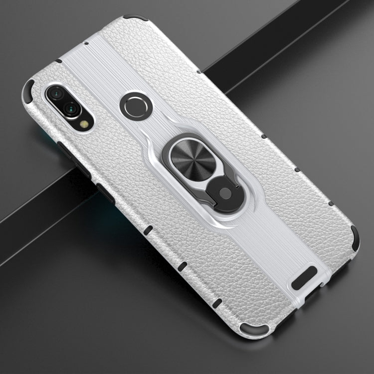 Litchi Texture PC + TPU Combination Case with Magnetic Ring Holder For Xiaomi Redmi Note 7