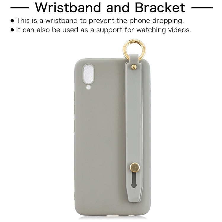 Shockproof Solid Color TPU Case with Wristband For Vivo V11