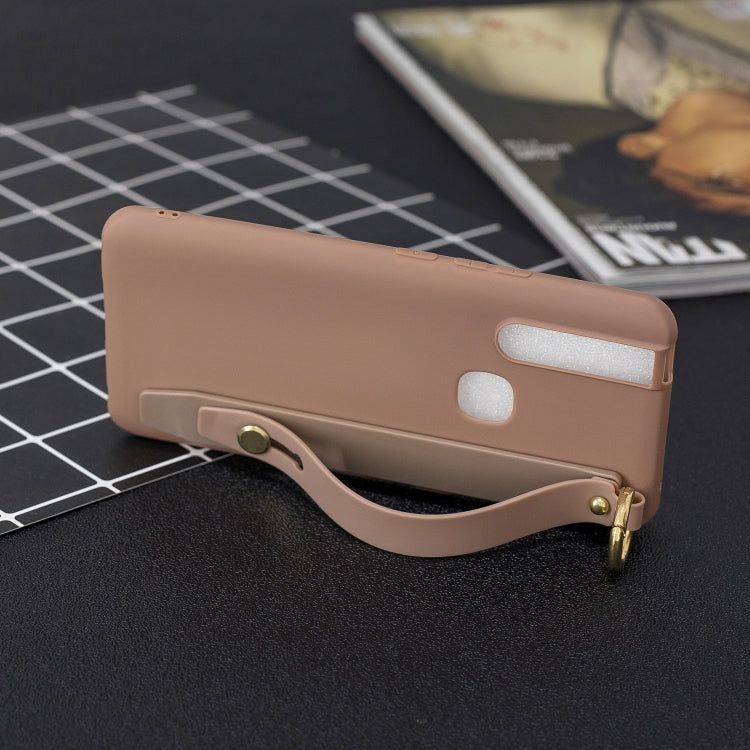 Shockproof Solid Color TPU Case with Wristband For Vivo V15